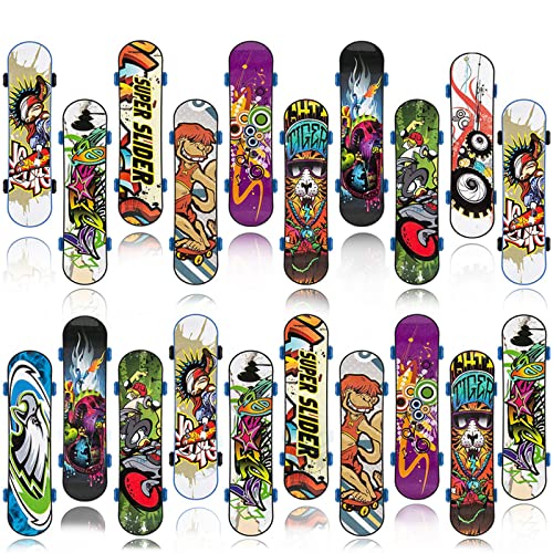 RONGYI Fingerskateboard Set, 20 Stückes Finger Skateboard Professionelle Mini Fingerboards Skatepark Spiel Schlüsselbund Dekoration für Skateboardliebhaber Geschenke für Kinder,10 x2.8cm von RONGYI