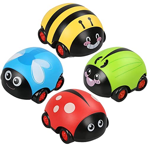 RONGYI Baby Wind-Up Car, Baby Car Toy Vehicles, Friction Pull Back Toy Cars, Push and Go Vehicles, 4 Pieces Pull Back Cars with Cute Insect Shape, Toy Car Set for Gift Children Boys & Girls von RONGYI