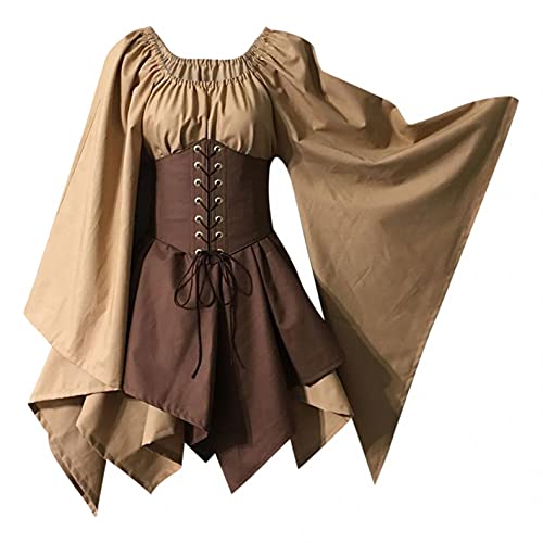 RONGbbppQ Halloween Übergröße Kostüme Gothic Kleid für Frauen Mittelalter Renaissance Kostüm Vintage Flare Langarm Retro Mittelalter Kleid Trompetenärmel Royal Court Prinzessin Kleider von RONGbbppQ