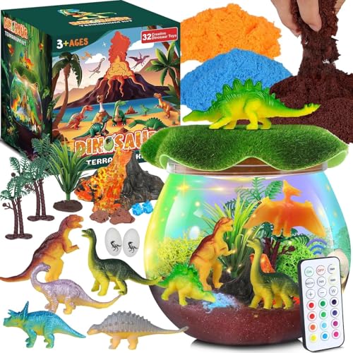 RONSTONE Dinosaurier Terrarium Set für Kinder ab 4 5 6 7 8+ Jahren | STEM Lernspielzeug mit LED-Vulkan & Fernbedienung | Kreatives Geburtstagsgeschenk/Jungen Geschenk (10 Dino-Figuren & Werkzeug) RONSTONE Dinosaurier Terrarium Set für Kinder ab 4 5 6 7 8+ Jahren | STEM Lernspielzeug mit LED-Vulkan & Fernbedienung | Kreatives Geburtstagsgeschenk/Jungen Geschenk (10 Dino-Figuren & Werkzeug) von RONSTONE