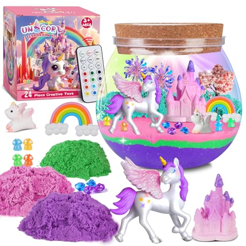 DIY Kreatives Einhorn-Terrarium-Set, Spielzeug für Jungen und Mädchen, Neuartiges Einhorn-Bastelset in 13 leuchtenden Farben mit zeitgesteuerter Fernbedienung für Kinder ab 3, 4, 5, 6, 7 8+ Jahren von RONSTONE