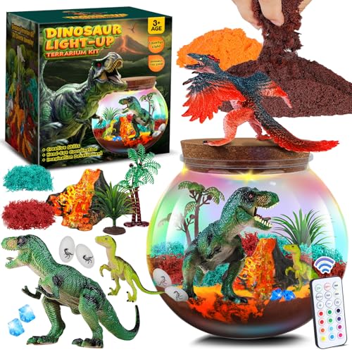 RONSTONE Dinosaurier Spielzeug für Jungen Mädchen - Bastelset Spielzeug Geschenk Junge 4 5 6 7-12 Jahre Kinder - DIY Dino Terrarium & Vulkan für Jungen - Lernende Experimente Bastelsets für Kinder von RONSTONE