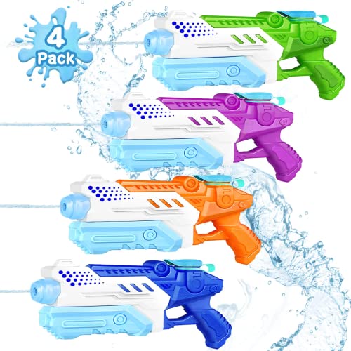 Wasserpistole für Kinder Erwachsene - 4 Stück Wasserpistole mit großer Reichweite Super Wasser Blaster Soaker Wasserspritzpistole Sommer Schwimmbad Pool Strand Wasserschlacht Spielzeug von RONSTONE