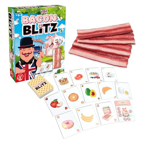 ROO GAMES Bacon Blitz – Das verrückte dehnbare Speckspiel für Familientreffen, Kinderspiele, Familienspiele, Trinkspiele – Alter 6–10 Plus, 3–5 Spieler, Spaß für Kinder, Mütter, Väter, Familien von ROO GAMES