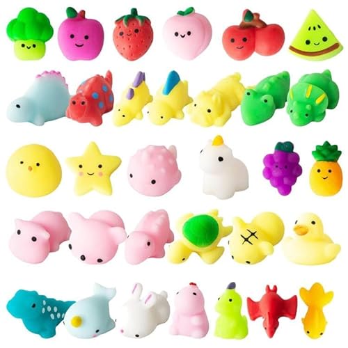 32 Stück Quetschmusik-Dekompressions-Softfruit-Tierkombinations-Mochi-Spielzeug für Kinder von ROOKAIR