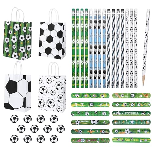 60 Stück Fussball Mitgebsel Jungen, Fussball Deko Geburtstag Kinder, 16 FußBall Bleistifte + 16 FußBall Radiergummis + 12 Sprengringe Armband + 16 Papiertüten für Mitgebsel Kindergeburtstag 60 Stück Fussball Mitgebsel Jungen, Fussball Deko Geburtstag Kinder, 16 FußBall Bleistifte + 16 FußBall Radiergummis + 12 Sprengringe Armband + 16 Papiertüten für Mitgebsel Kindergeburtstag von ROOMHUAWAY