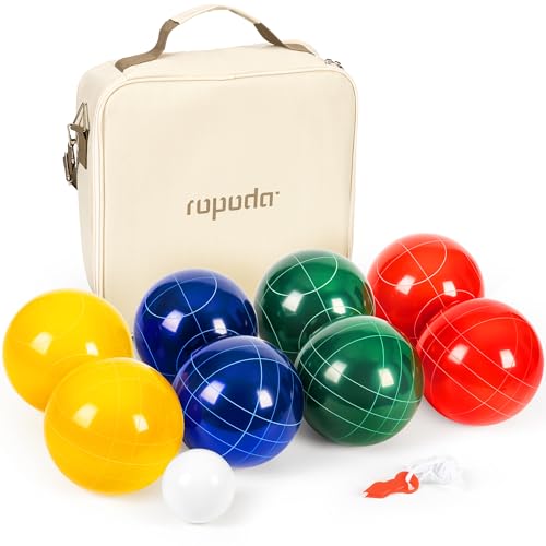 ropoda Bocci-Ball-Set, Größe und Gewicht, 107 mm, mit 8 Bocci-Bällen aus Harz, Bocci-Bälle für professionelle Turnierwettbewerbe, 60 mm Pallino, stoßfeste Tragetasche mit neun Rastern (2–8 Spieler) ropoda Bocci-Ball-Set, Größe und Gewicht, 107 mm, mit 8 Bocci-Bällen aus Harz, Bocci-Bälle für professionelle Turnierwettbewerbe, 60 mm Pallino, stoßfeste Tragetasche mit neun Rastern (2–8 Spieler) von ROPODA