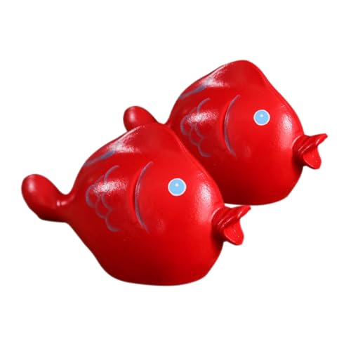 RORPOIR 2 Stück Kleine Fischornamente Zierlich Angelköder Aquarium Aquarium Dekorationen wohnaccessoires Schreibtisch Dekoration Holzhandwerksschmuck künstliches Fischmodell hölzern rot von RORPOIR