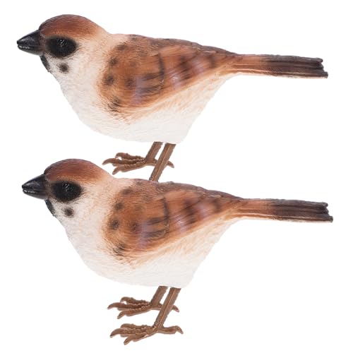 RORPOIR 2 Stück Simulierte Spatzen Ornamente Kleine Vogelfigur Vogelnest Kleines Vogelmodell Vögel Vogelstatue Vogeldekoration Cottage Dekoration Für Draußen Kleines von RORPOIR