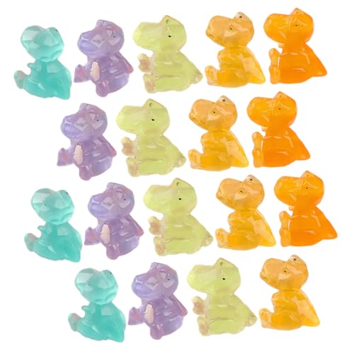 RORPOIR 20 Stück Leuchtende Dinosaurier Figuren aus Robustem Resin Leichte Kompakte Mikrolandschaft Deko für Kinderzimmer Garten Lernspielzeug und Kreative Bastelprojekte von RORPOIR