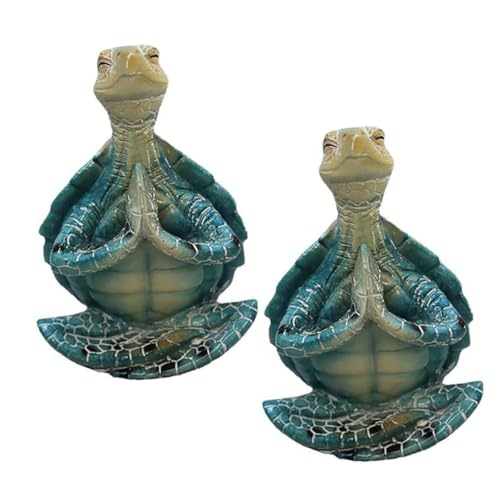RORPOIR 2St Schildkrötenstatuen-Ornamente Outdoor-Figur Licht Gecko Zen Garten hühner Cute Decor künstlerische Dekorationen aus Schildkrötenharz Schildkrötendekor für den Garten von RORPOIR