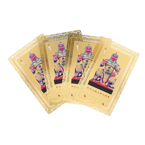 RORPOIR 4 Stück Tai Sui Amulettkarte Gold Chinesische Feng Shui Glücksbringer für Wohlstand Schutz und Glück Historische Zhe Motivkarten für Büro Zuhause Auto von RORPOIR