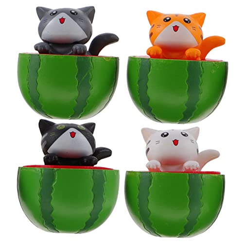 RORPOIR 4stücke Teiliges Katzenfiguren Niedliche Wassermelonen-Katzen-Dekoration Für Garten Tisch Und Puppenhäuser Geschenkidee Für RORPOIR 4stücke Teiliges Katzenfiguren Niedliche Wassermelonen-Katzen-Dekoration Für Garten Tisch Und Puppenhäuser Geschenkidee Für von RORPOIR