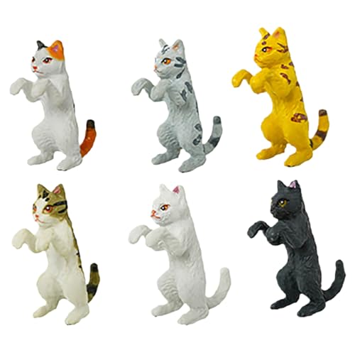 RORPOIR 6 Stück Teiliges Aquarium Katzenfigur Dekoration Liegende Katzenstatue aus Langlebigem Material für Fischbehälter Gartendeko Schreibtisch Ornament von RORPOIR