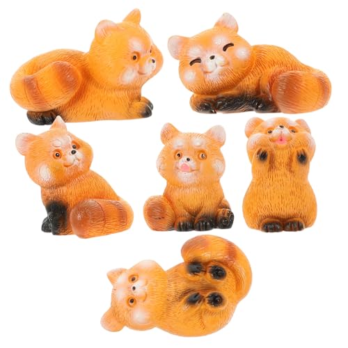 RORPOIR 6St Animal Figures wohnzimmerdeko kalanchoe Tierskulptur rot Panda realistisches Tierdekor klein ausgestopft Tierstatue Kaninchen zubehör bastelset Welpenspielzeug Harz von RORPOIR