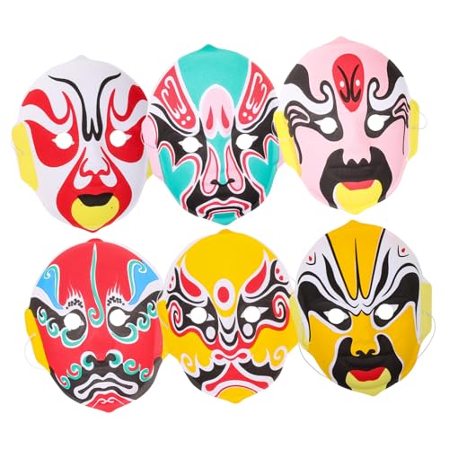 RORPOIR 6st Gesichtsverändernde Maske Der Sichuan-oper Japanische Masken Peking-opernkostüm Rollenspielmasken Halbgesichts-katzenmasken Chinesische Partymaske Cosplay Zubehör Beflockung von RORPOIR