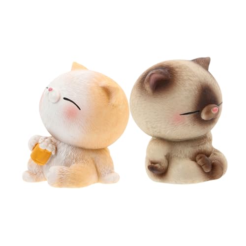 RORPOIR Harz Katze Figuren Set Tier Katze Auto Ornamente Hause Auto Dekorationen von RORPOIR