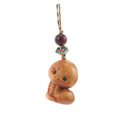 RORPOIR Holzschlangenanhänger Klassischer Schlüsselanhänger Taschenanhänger Chinesische Schlangenfiguren Schlangen-Auto-anhänger Chinesische Schlangenstatue Light Brown Hölzern von RORPOIR