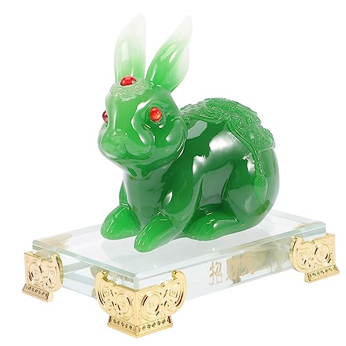 RORPOIR Jade-Kaninchen-Ornament Igel Gartenverzierung Hase Plüsch Plüschtischverzierung Süßes Zimmerdekor Desktop- Hühnerornamente Vogel-skulptur- Geburtstag Harz Green von RORPOIR