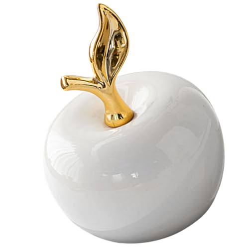 RORPOIR Keramik-Apfel-Ornament Apfelstatue Aus Porzellan Gefälschte Früchte Künstliches Apfelmodell Obststatue Aus Keramik Apfelornament Aus Keramik Falsches Obst Weiß Skulptur Modellieren von RORPOIR