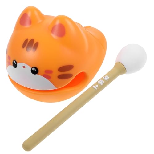 RORPOIR Kleines Holzfisch Katzenform Rhythmus-Instrument Stressabbau Musikalisches Lernspielzeug für Büro und Zuhause von RORPOIR