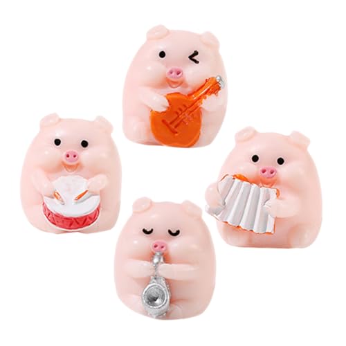 RORPOIR Miniaturfiguren in Form Eines Schweinchens Mit Musikkapelle 4 Stück Entzückende Tierornamente Aus Kunstharz Für Puppenhaus Büro Und Autodekoration RORPOIR Miniaturfiguren in Form Eines Schweinchens Mit Musikkapelle 4 Stück Entzückende Tierornamente Aus Kunstharz Für Puppenhaus Büro Und Autodekoration von RORPOIR