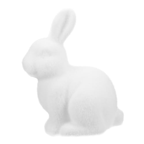 RORPOIR Osterhase Badespielzeug Hamster Schwimmbad Stehende Puppenverzierung Mooskaninchen Künstlich Weiden Lustige Gartendeko Kaninchengartenverzierungen Hase Formschnitt Samt Weiß Schaum von RORPOIR