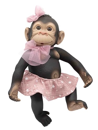 ROSATOYS Schimpance-Jumpsuit Gorilla Baby Reborn 40 cm Schleife aus Tüllfuchsia/Geschenketui. von ROSATOYS