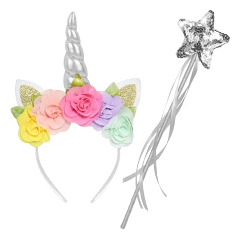 ROSAUI Einhorn Haarreif und Zauberstab, Silbernes Einhorn-Stirnband und Glitzer Zauberstab, Einhorn Kostüm Accessoire für Damen, Einhornkostüm Haarschmuck Accessoire Halloween, Weihnachten, Karneval ROSAUI Einhorn Haarreif und Zauberstab, Silbernes Einhorn-Stirnband und Glitzer Zauberstab, Einhorn Kostüm Accessoire für Damen, Einhornkostüm Haarschmuck Accessoire Halloween, Weihnachten, Karneval von ROSAUI