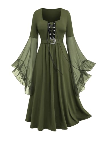 ROSE GAL Rosegal Damen-Kostüm, Übergröße, mittelalterlich, Glockenärmel, Schnürung, Midi-Kleid, Halloween-Kleid, Grün_3, 5XL Große Größen ROSE GAL Rosegal Damen-Kostüm, Übergröße, mittelalterlich, Glockenärmel, Schnürung, Midi-Kleid, Halloween-Kleid, Grün_3, 5XL Große Größen von ROSE GAL
