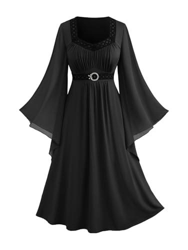ROSE GAL Rosegal Übergröße, Renaissance-Kostüm, Kleid für Damen, mittelalterliches Feenkleid, Ärmel, Halloween-Kleid, Schwarz_1, Medium Plus von ROSE GAL