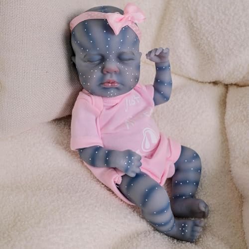 ROSHUAN 12 Zoll 26 cm Mini Reborn Schlafen Baby Puppen Avatar 3D Gemalt Handgemachte Realistische Babypuppe Weiche Silikon Ganzkörper Vinyl Micro Preemie Lebensechte Neugeborene Babypuppen von ROSHUAN