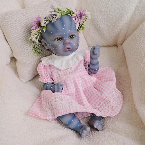 ROSHUAN 12 Zoll Mini Avatar Reborn Baby Puppen Anatomisch Korrekte Mädchen Silikon Ganzkörper Vinyl Realistische Wiedergeburt Babypuppen Micro Preemie Lebensechte Neugeborene Babypuppe von ROSHUAN