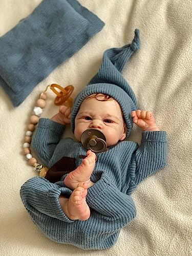 ROSHUAN 17 Zoll 45 cm Vollsilikon Reborn Baby Puppe Silikon Ganzkörper Mädchen Realistisch Neugeborenes Baby Puppen, Die Das Echte Leben Aussehen Bebe Augen Offen Für Kinder Geschenke von ROSHUAN