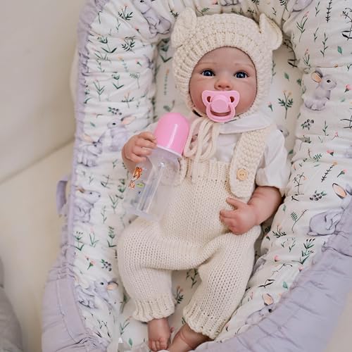 ROSHUAN 18 Zoll 48 cm Gewichtet Realistische Reborn Baby Puppen Mädchen Real Life Neugeborene Puppen Kleinkind Ganzkörper-Silikon-Babys, Die Echt Aussehen Anatomisch Korrektes Mädchen Spielzeug von ROSHUAN