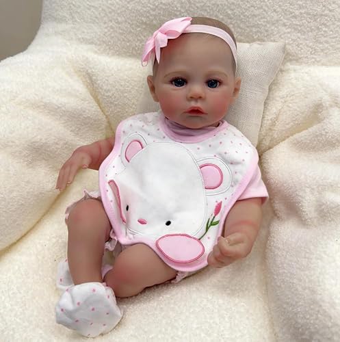 ROSHUAN 18 Zoll Anatomisch Korrekt Realistisch Reborn Babypuppen Silikon Vollvinyl Körper Lebensechte Babypuppe Echtes Leben Neugeborenes Baby Puppen Für 3+ Jahr alt Mädchen Geschenke von ROSHUAN