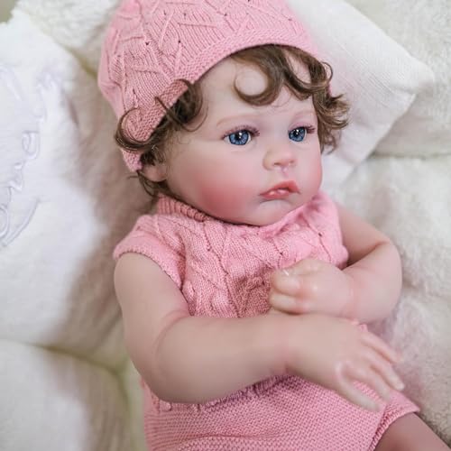 ROSHUAN 18 Zoll Realistische Reborn Baby Puppen Meadow Ganzkörper Weiches Vinyl Lebensechte Neugeborene Babypuppen Anatomisch korrektes Mädchen Handgemachte Spielzeug für Kinder von ROSHUAN