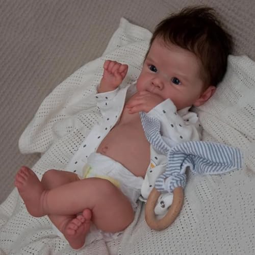 ROSHUAN 18 Zoll Realistische Reborn Baby Puppen Vollvinyl Körper Anatomisch Korrekt Junge Poseable Neugeborenes Babypuppen Sieht aus wie EIN echtes Baby Spielzeug Für Kinder von ROSHUAN