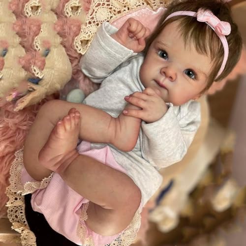ROSHUAN 18 Zoll Reborn Baby Puppen Silikon Vollkörper Vinyl Realistisch Neugeborenes Baby Puppen Mädchen Real Life Anatomisch Korrektes von ROSHUAN