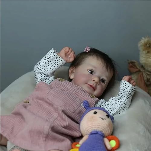 ROSHUAN 19 Zoll 48cm Reborn Babypuppen Felicia Realistische Neugeborenes Baby Puppe mit Weichen Baumwollkörper Lebensechte Baby Puppen Spielzeug für Kinder Geschenke (Blaue Augen) von ROSHUAN