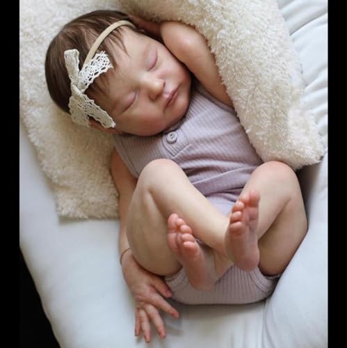 ROSHUAN 19 Zoll Reborn Baby Puppen Nettes Schlafendes Mädchen Realistische Neugeborene Babypuppen Weicher Tuch Körper Lebensechte Spielzeug Kinder Alter 3+ von ROSHUAN