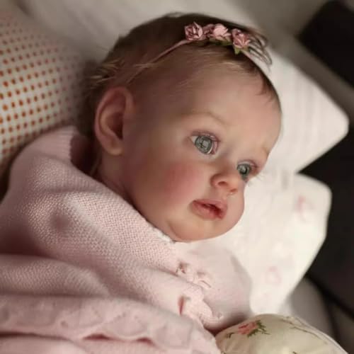 ROSHUAN 20 Zoll 50cm Reborn Babypuppen Weiches Tuch Körper Realistische Neugeborenes Baby Puppe, Die Real Aussehen Lebensechte Frühchen Babypuppe Spielzeug für Kinder (Grüne Augen) von ROSHUAN
