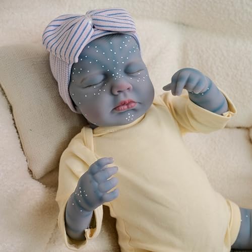 ROSHUAN 20 Zoll Realistische Reborn Babypuppen Avatar Schlafendes Mädchen Lebensechte Neugeborene Babypuppe Voller Vinylkörper, aus wie EIN echtes Baby Handgefertigtes Spielzeug von ROSHUAN