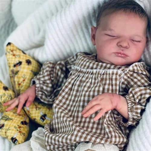 ROSHUAN 20 Zoll Realistische Reborn Babypuppen Laura Schlafendes Mädchen Silikon Volles Vinyl Körper Echtes Leben Neugeborene Baby Puppen Anatomisch Korrekte Puppe Spielzeug Für Kinder von ROSHUAN