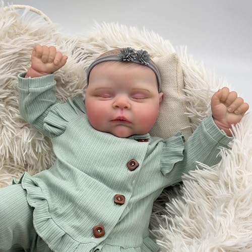 ROSHUAN 20 Zoll Realistische Wiedergeborenes Babypuppe Anatomisch Korrekt Mädchen Rebornpuppe Weicher Vinylkörper Lebensechte Neugeborene Babypuppe öffnet Augen von ROSHUAN