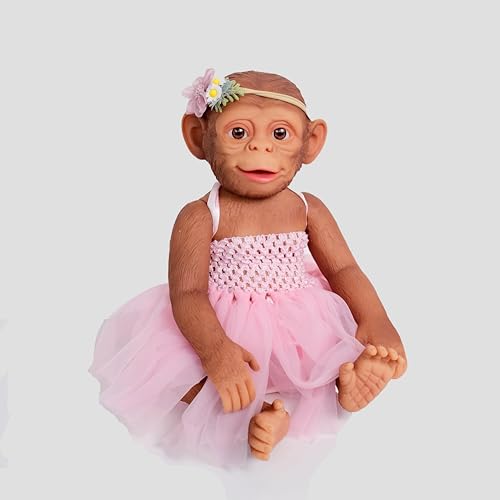 ROSHUAN 22 Zoll AFFE Realistische Reborn Babypuppen Körper Weiches Silikon Volles Vinyl Lebensechte Sammelbare Neugeborene Baby Puppe Handgefertigtes Spielzeug Für Kinder Alter 3+ von ROSHUAN