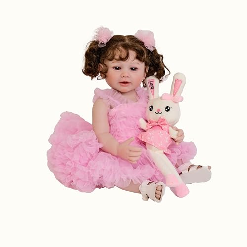 ROSHUAN 22 Zoll Realistische Neugeborene Baby Puppen Mädchen Lockiges Haar Kleid Lebensechte Reborn Babypuppen Weiche Voll Vinyl Körper Mit Spielzeug Zubehör für Kinder Alter 3+ ROSHUAN 22 Zoll Realistische Neugeborene Baby Puppen Mädchen Lockiges Haar Kleid Lebensechte Reborn Babypuppen Weiche Voll Vinyl Körper Mit Spielzeug Zubehör für Kinder Alter 3+ von ROSHUAN
