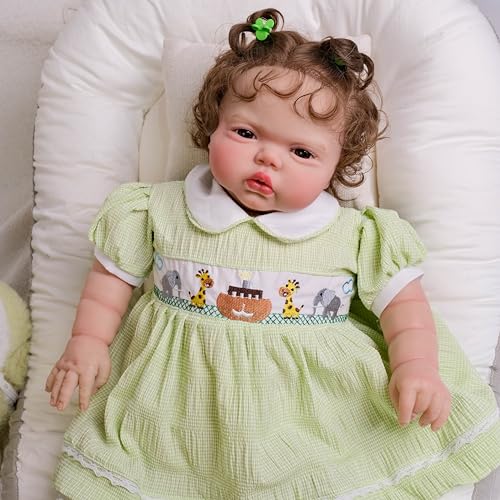 ROSHUAN 24 Zoll 60cm Reborn Baby Puppen Mädchen Weiches Tuch Körper Realistische Neugeborene Babypuppen Handgemachte Wurzellockige Haar Lebensechte Babypuppe für Kinder Alter 3+ ROSHUAN 24 Zoll 60cm Reborn Baby Puppen Mädchen Weiches Tuch Körper Realistische Neugeborene Babypuppen Handgemachte Wurzellockige Haar Lebensechte Babypuppe für Kinder Alter 3+ von ROSHUAN