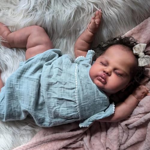 ROSHUAN 24 Zoll Realistische Reborn Baby Puppen Große Größe Weicher Stoffkörper Lebensechte Kleinkind Babypuppen Die Echt Aussehen Neugeborenes Baby Puppe Für Kinder ab 3 Jahren von ROSHUAN