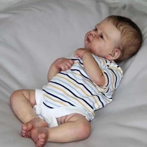 ROSHUAN 43cm Reborn Babypuppen Junge Realistische Lebensechte Wiedergeboren Babypuppen Körper aus Weichem Vinyl Sieht aus wie EIN echtes Baby Spielzeug von ROSHUAN